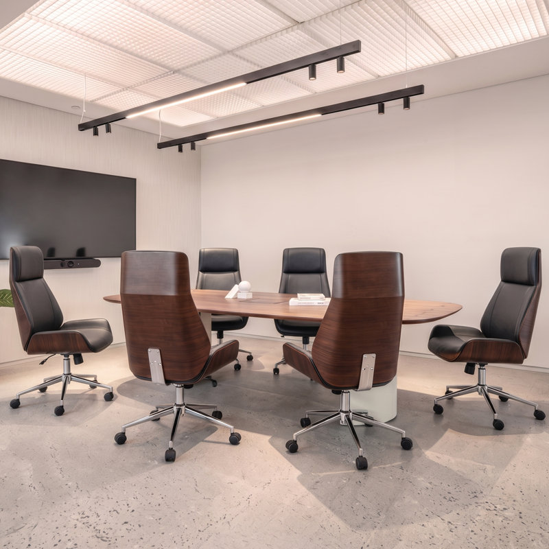 Fauteuil de direction moderne avec dossier incurvé ergonomique en bois cintré noyer noir, Noir