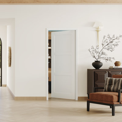 3 portes intérieures en bois massif Lite - Panneaux de porte en panneau de fibres à densité moyenne blancs pré-montés avec cadre et trousse de quincaillerie (porte et cadre livrés séparément)