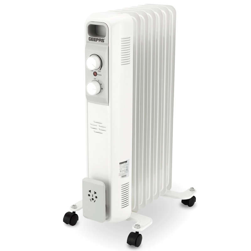 GEEPAS Portable Oil Filled Radiator Heater, White - Manual, 1500W, 7 Fins
