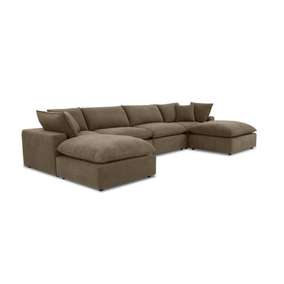 Hadleigh Chocolate Brown Performance Velvet Modular U-chaise Sectional
