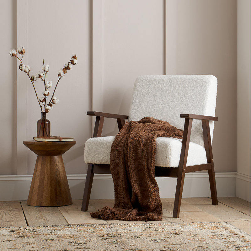 Springview Upholstered Armchair, White, Walnut