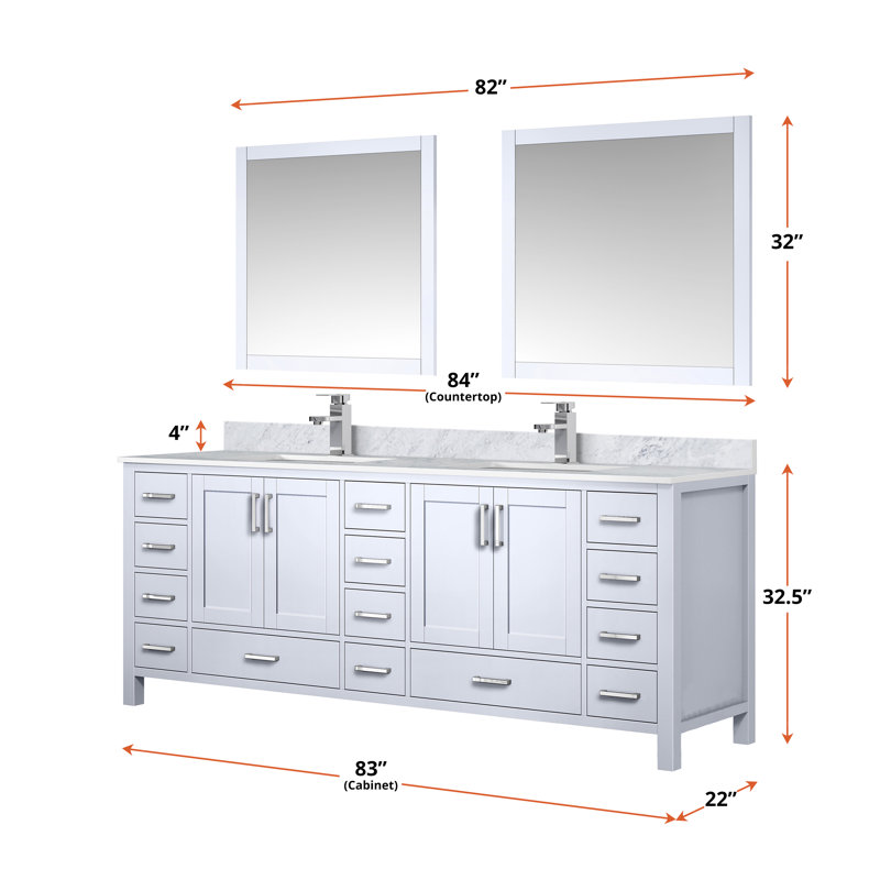 Jacques 84" White Double Freestanding Vanity Cabinet