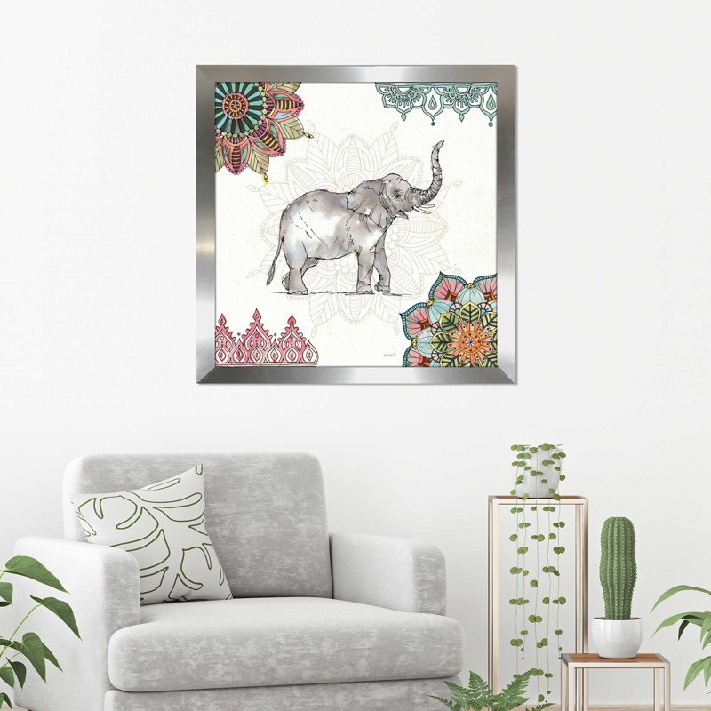 «Mandala Morning III», reproduction d'art sur toile, H 31,5 po x l 31,5 po x P 1 po, Encadrement argenté