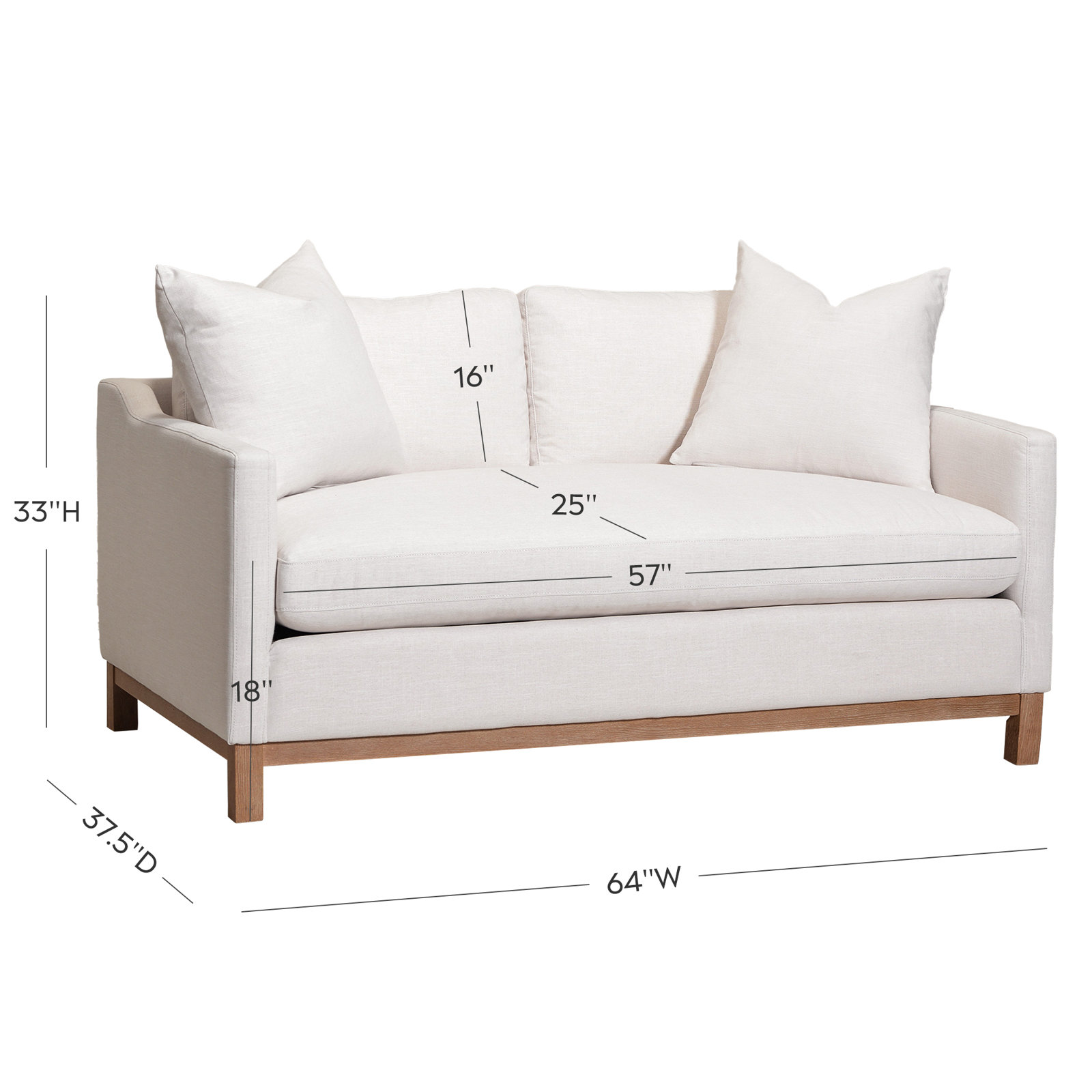 Cami 64'' Upholstered Loveseat, Cream