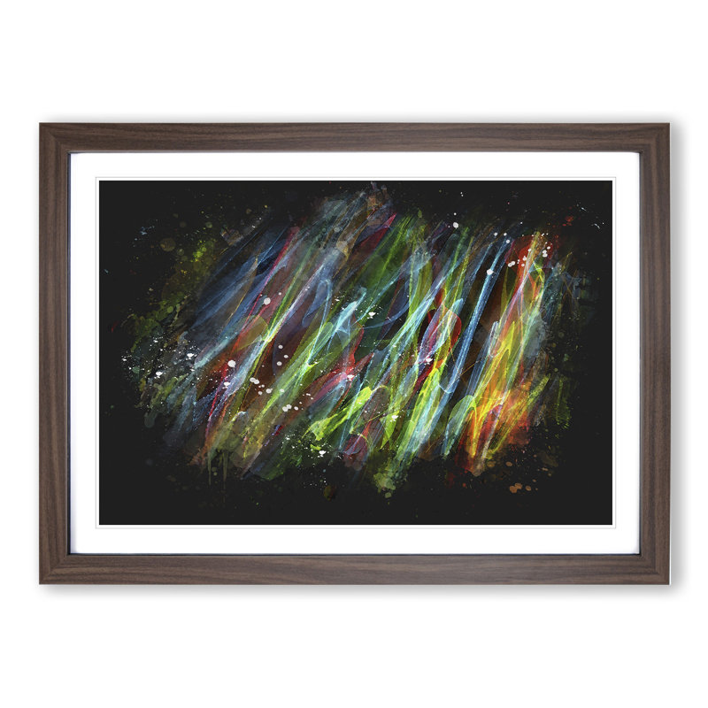 Rainbow Smoke Vol (5) - Picture Frame Painting, Walnut Framed, 27cm H x 36cm W x 2cm D