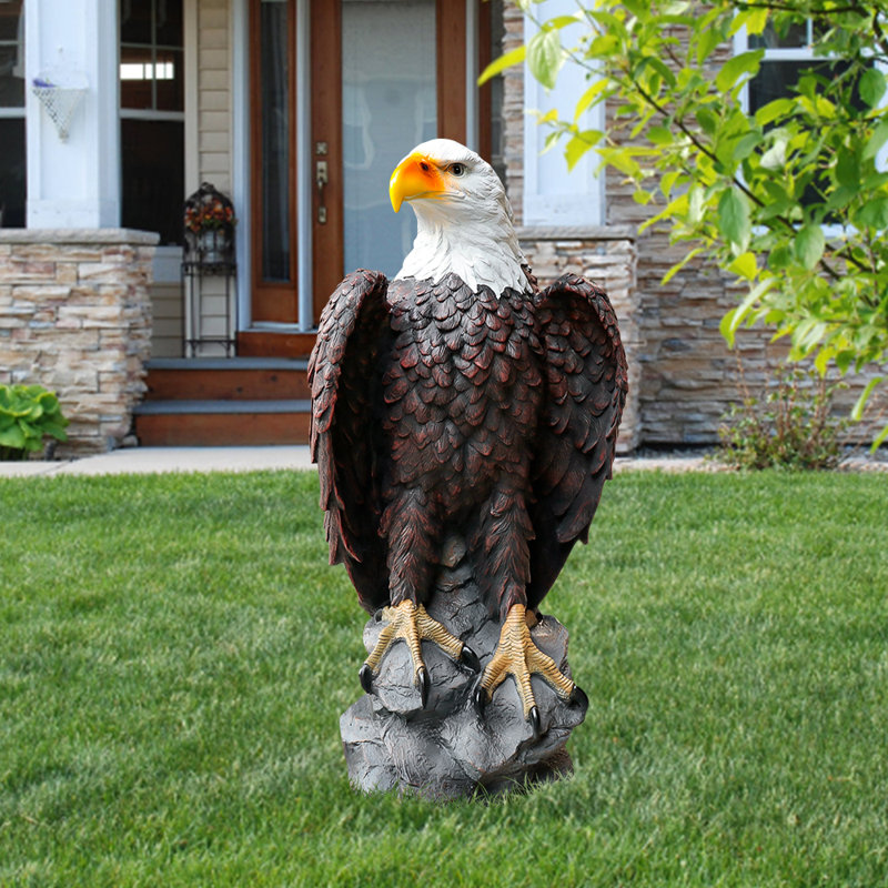 Realistic Bald Eagle Garden Statue, Durable Resin Lawn Ornament, 24.4" Tall Outdoor Decor