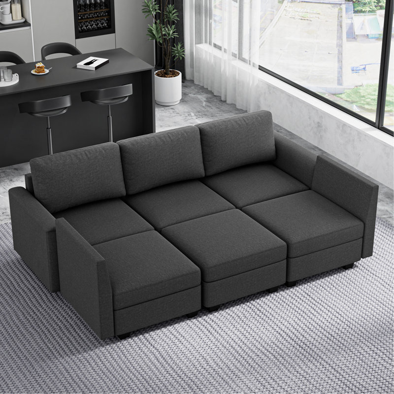 Canapé modulaire moderne à 5 places avec méridienne, canapé convertible en forme de U avec rangement, canapé modulaire confortable pour chambre à coucher, salon, bureau