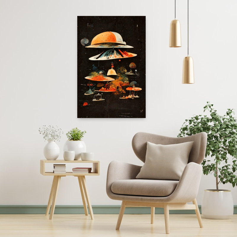 Celestial Layers Colorful Mystical Retro Landscape Nature Wall Art Print by Treechild - Wrapped Canvas Print