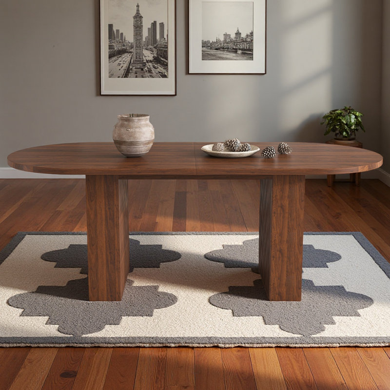 62.9 Inch Oval Dining Table For 6, Walnut Veneer MDF Tabletop With MDF Base, Modern Farmhouse Dininghouse Table With Waterproof Scratch Resistant Surface