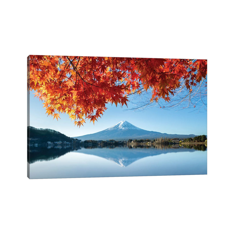 Autumn Foliage With Mount Fuji, Lake Kawaguchiko, Japan by Jan Becke - Wrapped Canvas Print