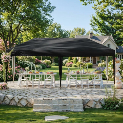 Waterproof Pop Up Canopy Tent – 20x10FT, Heavy Duty Outdoor Shelter with UV Protection, Strong Metal Frame, Easy One-Person Setup for Patio, Garden, Party, Black, Size: Three M x 6M