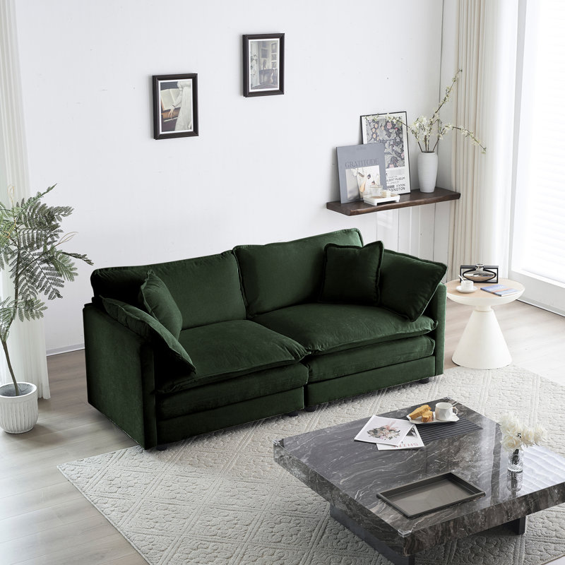Canapé moderne en tissu pour causeuse pour le salon, canapé 2 places à assise profonde de grande taille avec 4 coussins, chenille