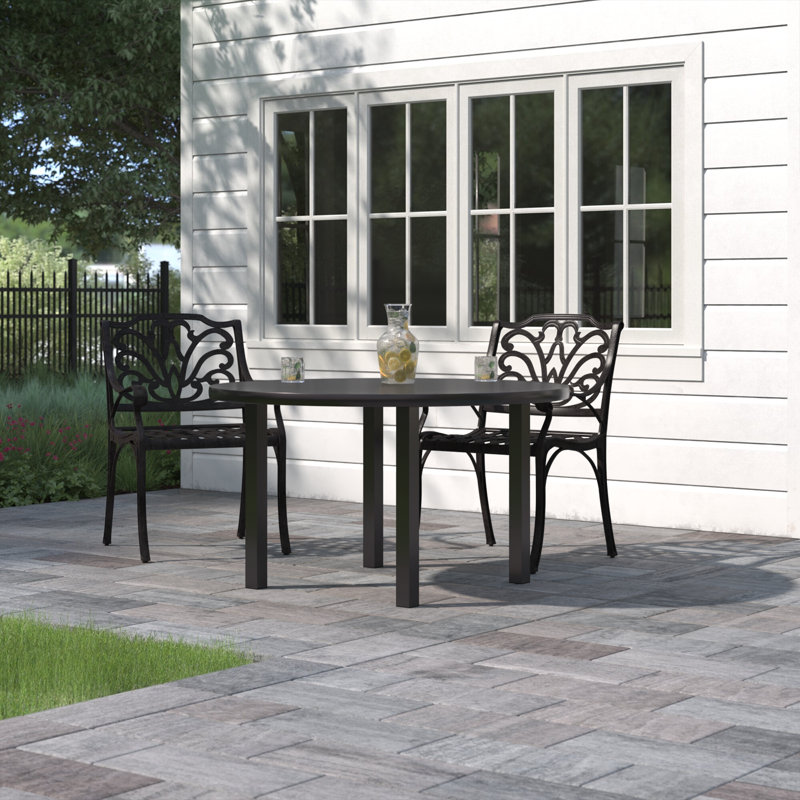 Clintondale Round Metal Outdoor Dining Table With Umbrella Hole , 53.94'' in. W 53.94'' in. D