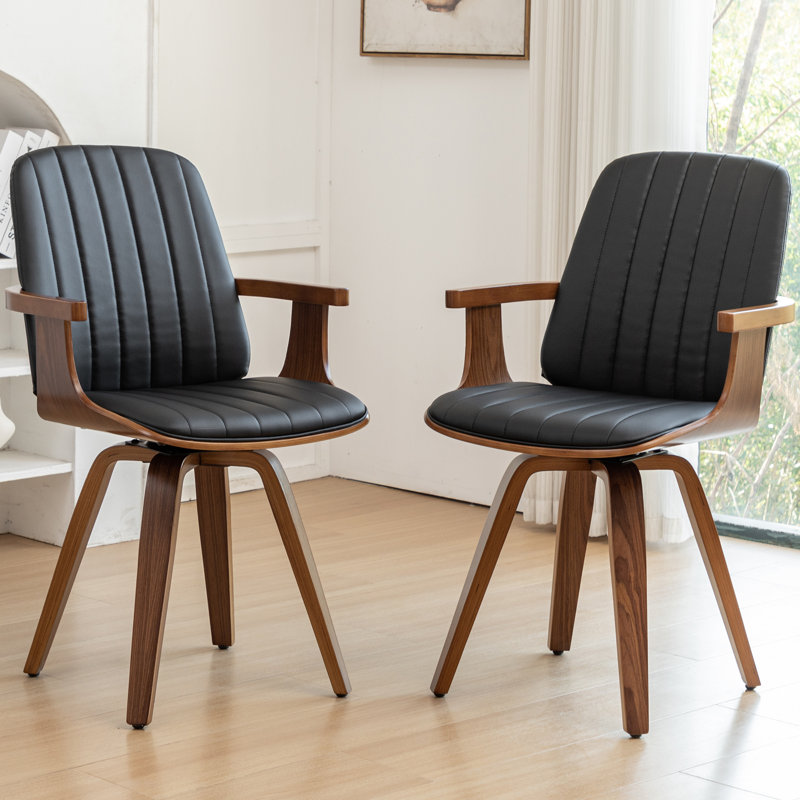 Chaises de salle à manger pivotantes modernes en cuir, Noir, noir, noir, noir