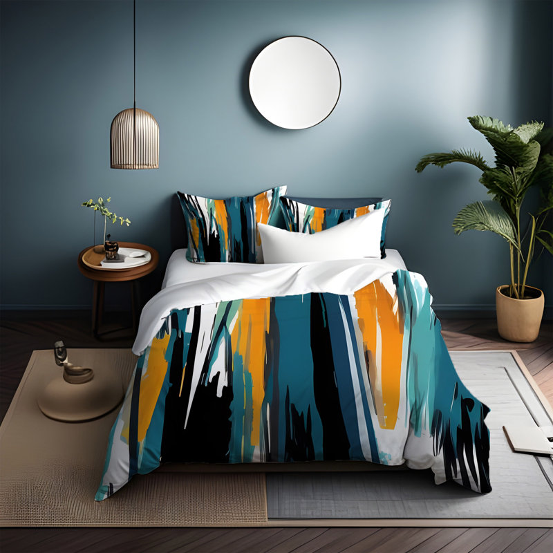 Polyester Abstract Duvet Cover, King Duvet Cover + 2 King Shams
