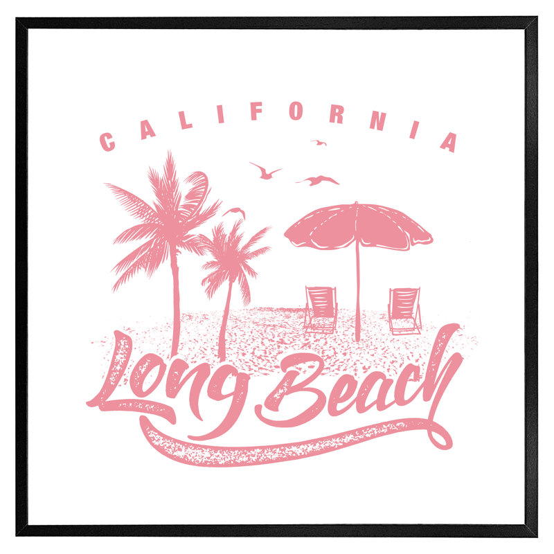 Maybee Cali Long Beach 1 Piece Single Picture Frame Wall Art, 31cm H x 31cm W x 4cm D, Black Framed