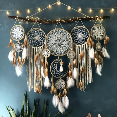 5 Pack Dream Catchers Boho Wall Decor Moon And Sun Feather Handmade Traditional Dream Catcher Wall Hanging Decor For Kids Bedroom Adult Living Room Home Bohemian Decorations