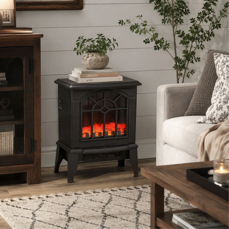 Cheminée électrique autoportante de 45,7 cm (18 pouces), chauffage portatif avec flamme réaliste, protection contre la surchauffe, 750 W/1500 W