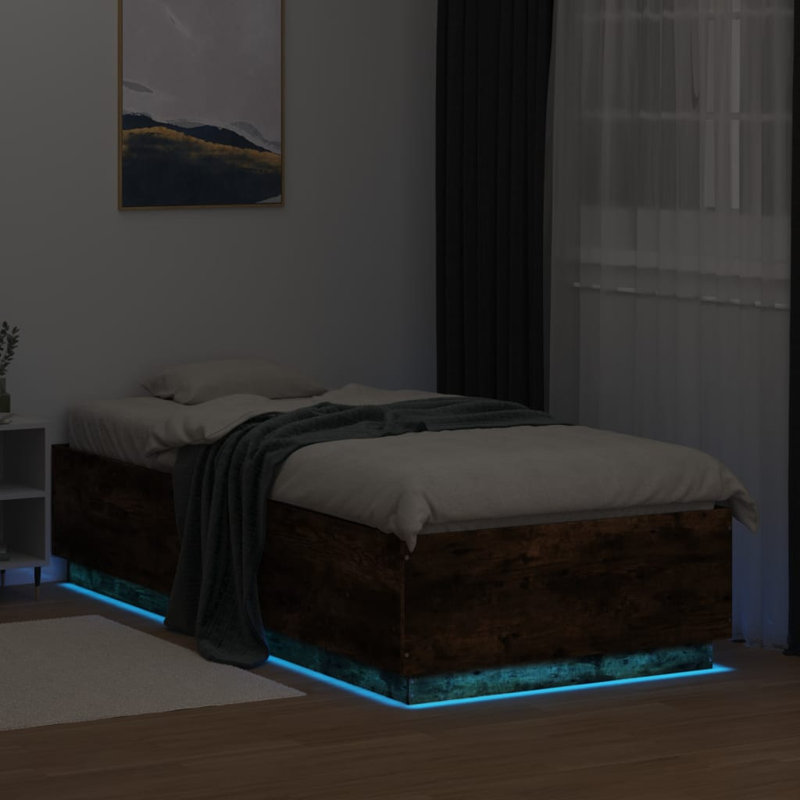 Burlene Bed, Single ( 90 x 200 cm), Smoked Oak