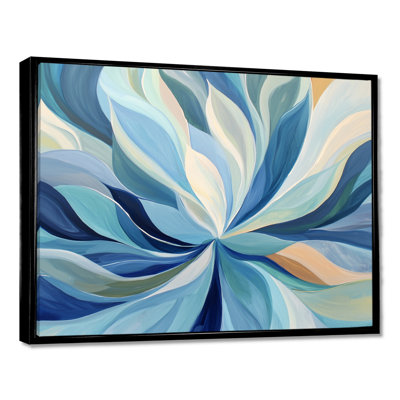 Impression sur toile, feuilles de sépia bleu délavées