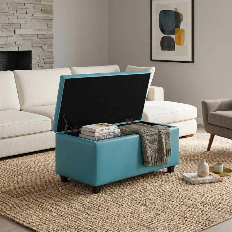 Banc repose-pieds avec rangement caché Cosmopolitan, Bleu