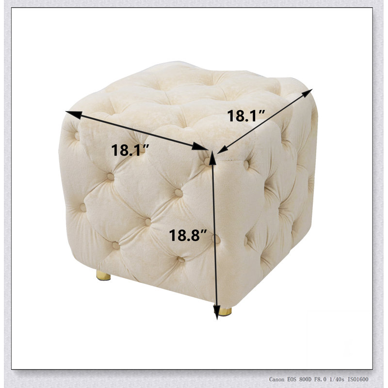 Repose-pieds rembourré en velours beige moderne, petite table de bout exquise, repose-pieds moelleux, Beige