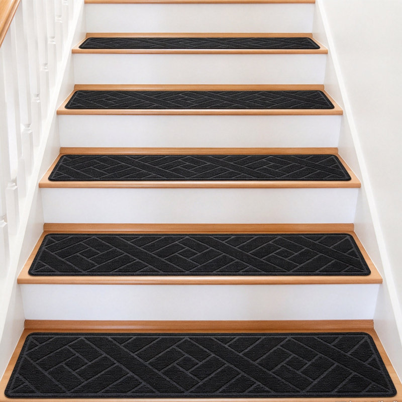 Paquet de 15 tapis d'escalier antidérapants de 8 po x 30 po, tapis de marche d'escalier en TPE pour marches en bois, tapis d'escalier en polyester lavables pour enfants et animaux de compagnie