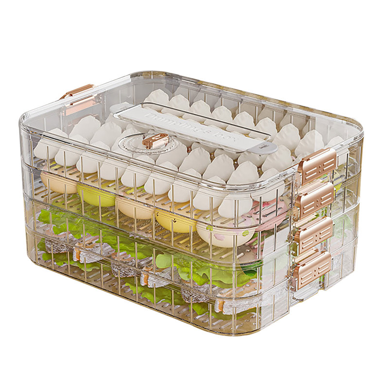 Dumpling Container Refrigerator Storage Box with Transparent Lid Large Capacity Non-Stick Design BPA Free Detachable Food Storage Container