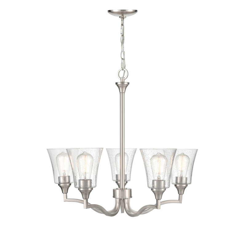 Lustre traditionnel unique / remarquable à 5 lumières Cerry, Nickel brossé