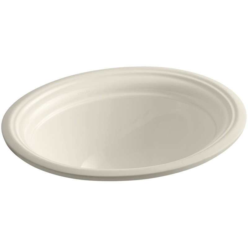 Devonshire Ceramic Oval Undermount Bathroom Sink with Overflow, Almond