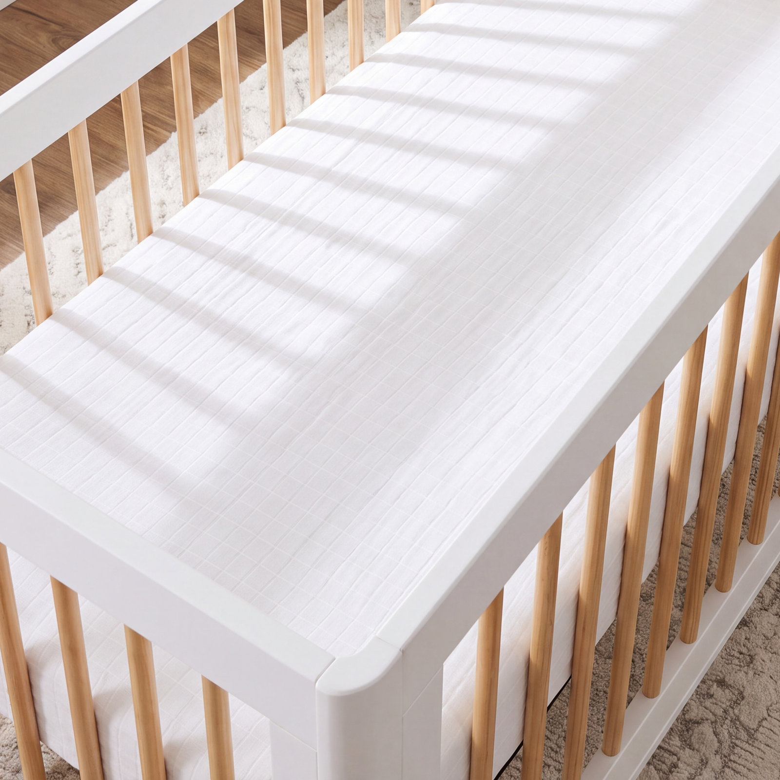 Plain White Organic Muslin Midi Crib Sheet