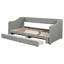 Lit de jour simple rembourré TG avec très grand lit avec 2 tiroirs de rangement, canapé-lit extensible, gris