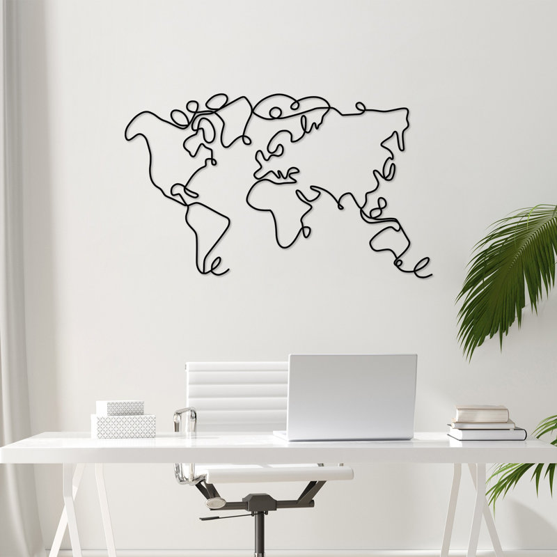 Accessoire mural élégant en métal, finition noire, 47,2 po x 27,6 po x 0,6 po | Fabrication 100% métal, épaisseur: 0,08 pouce | Conception légère à 1,5 lb | Parfait pour la décoration intérieure et les intérieurs modernes