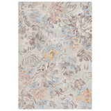 Thaddeus Tufted Wool/Cotton Performance Floral Rug in Grey/Blue