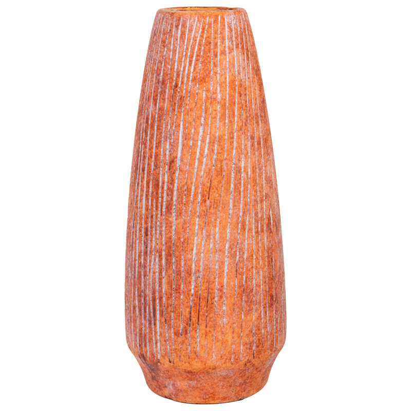 15" Tall Terracotta Decorative Vase – Textured Boho & Farmhouse Tabletop Accent