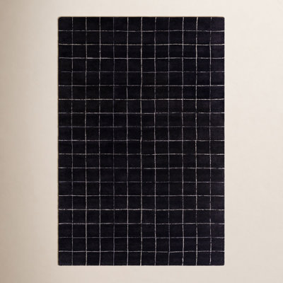 Mallory Hand-Woven Marine Blue Checkered Rug