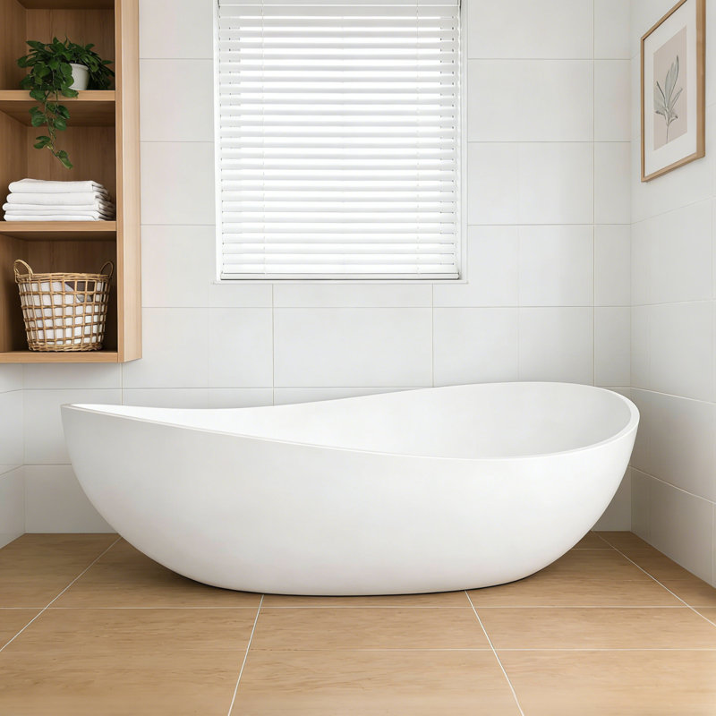 63" Premium Solid Surface Deep Soaking Bathtub
