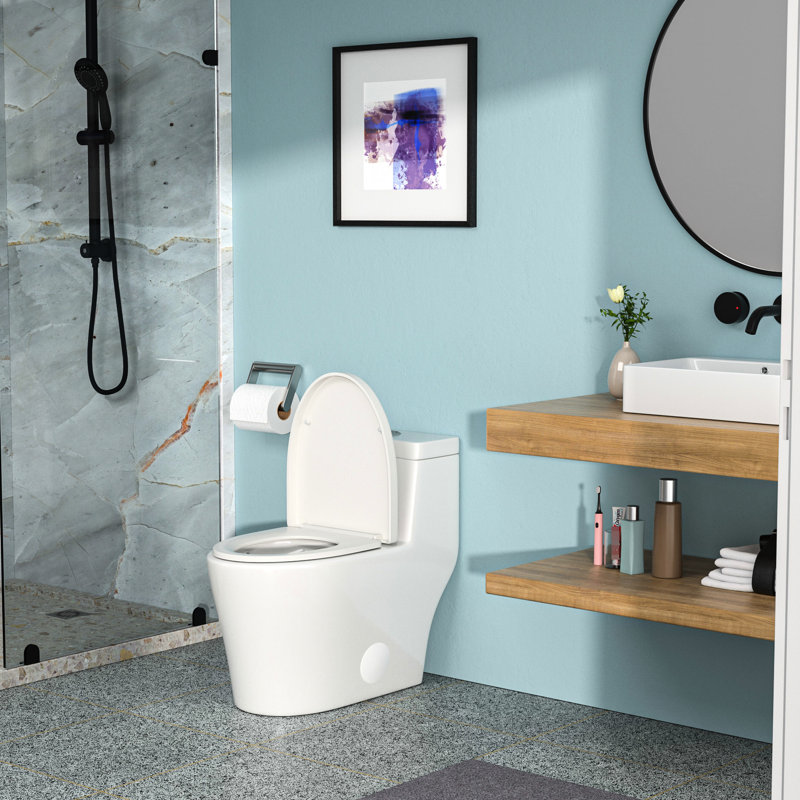 Toilette en céramique avec siège à double chasse et calme efficace et confortable - 28,5 po de profondeur