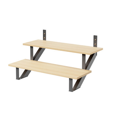 Heavy Duty Steel Stair Stringer Risers, 2-Pack Metal Stair Support for Outdoor and Indoor Steps, 2 Step