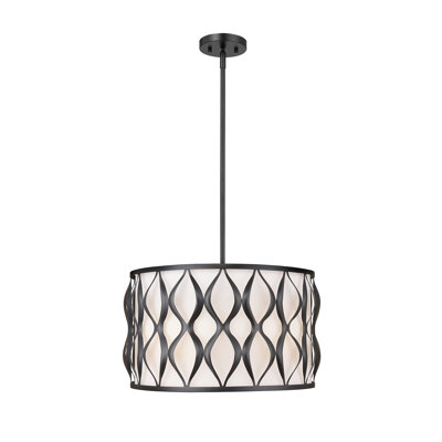 5 - Light Steel Dimmable Drum Chandelier