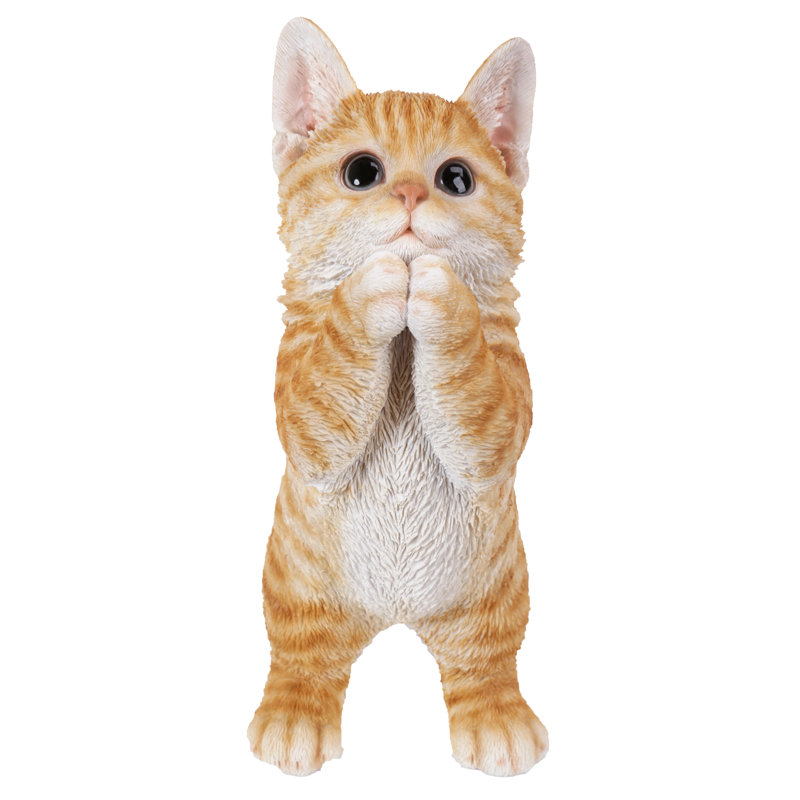 Statue de chaton marbré enjoué