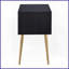 Table basse compacte noire et dorée avec 2 tiroirs, multi-usage pour les petits espaces-1028903835