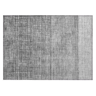 Machine Washable Indoor/Outdoor Xhevrie Gray Rug