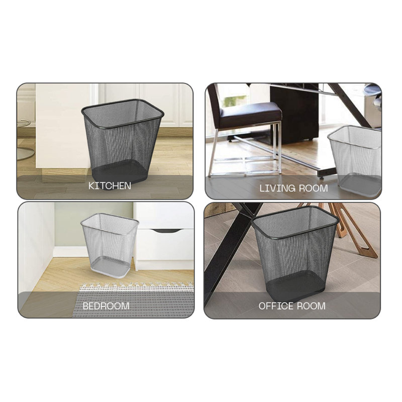 Black Stainless Steel Mesh Rectangular Waste Basket