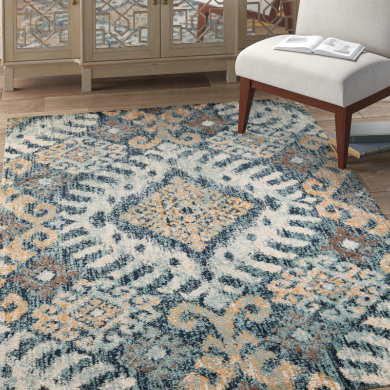 Tapis bleu Farwa, Rectangle 12 pi 6 po x 15 pi
