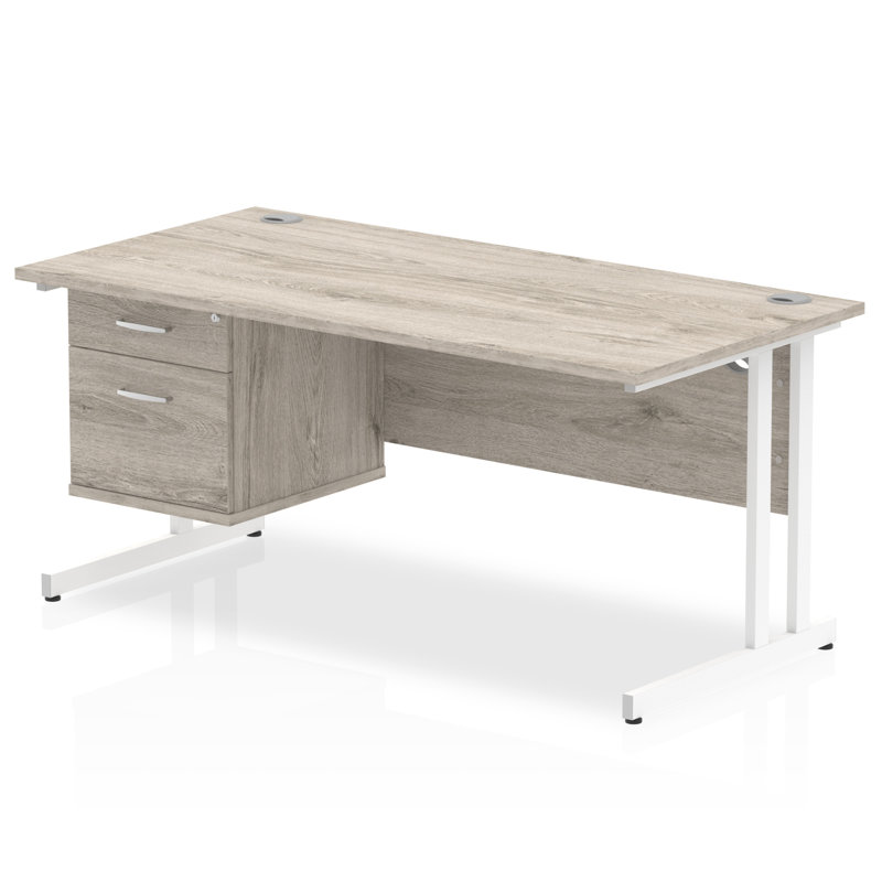 Zetta Metal Base Executive Desk, White,  73cm H x 160cm W x 80cm D