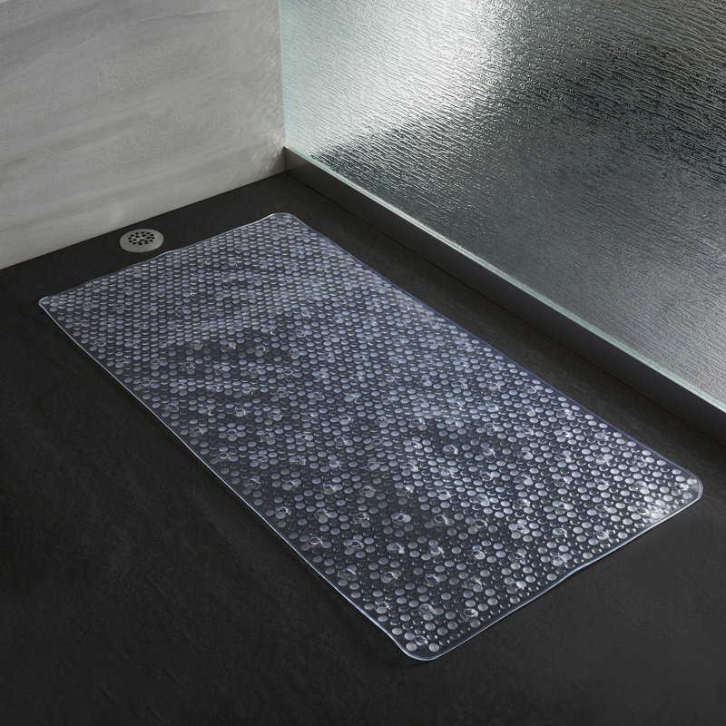  Extra Long Aqua Gel Rectangular Bath Mat in Clear, Clear
