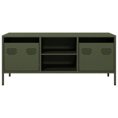 vidaXL TV Cabinet Olive Green Cold-rolled Steel Medium Adjustable Feet