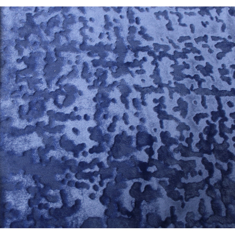Tissu abstrait en velours froissé, largeur de 118 po pour draperies, housses et nappes, Bleu français