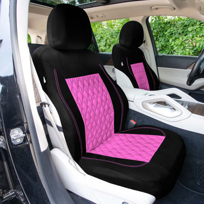 Diamond Stitched Flat Cloth Car Seat Covers Full Set